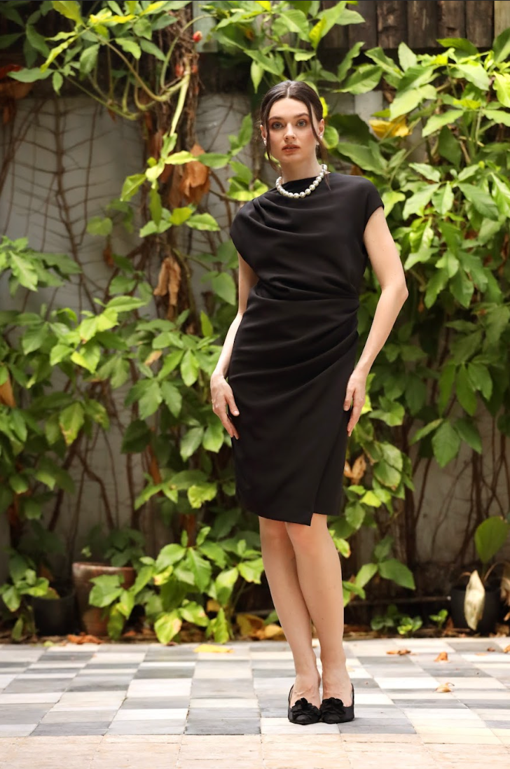 Sami Draped Midi Suiting Dress