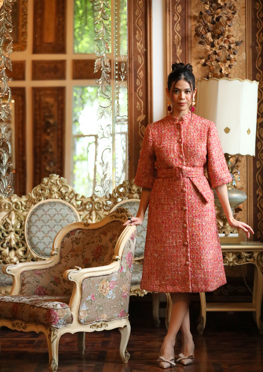 Orange clearance tweed dress