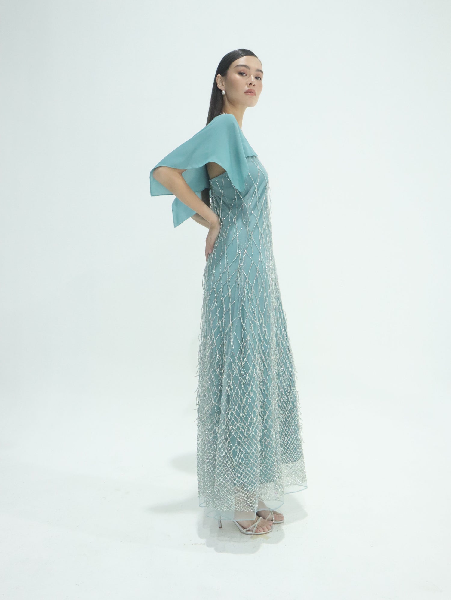 Corinn Sequinned Tulle Gown