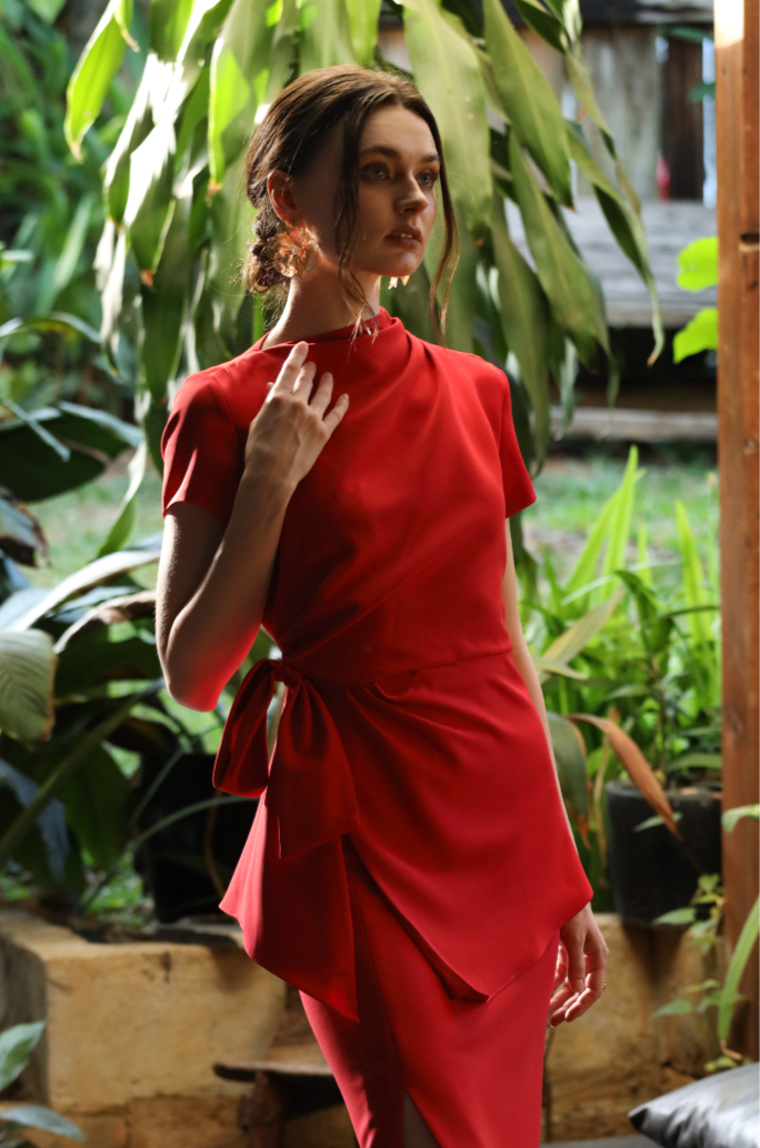 Dolly Draped Suiting Blouse